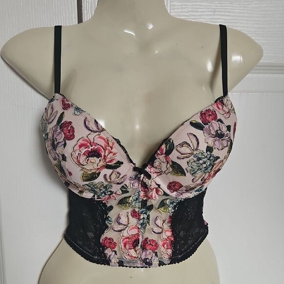 Victoria's Secret Pink and Black Floral Push-Up Bra - Picture 3 of 16